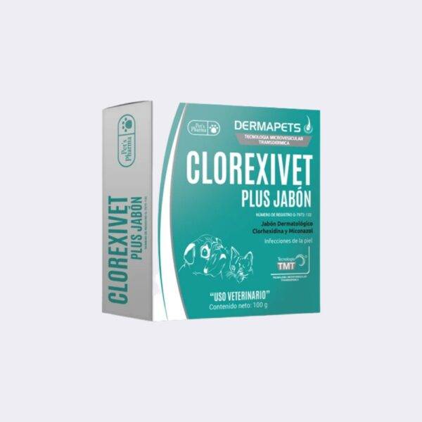 Jabón Clorexivet Plus Jabón dermatólogico Clorhexidina y Miconazol infecciones de la piel perros gatos mascotas Guatemala Pet Shop Animestic