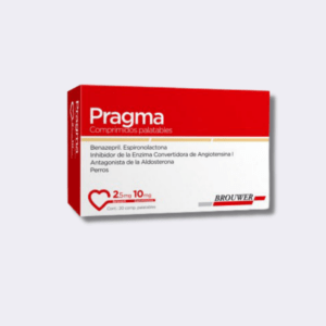 Descripción Inhibidor de la Enzima Convertidora de Angiotensina I y antagonista de la aldosterona. Para uso en perros En comprimidos palatables birranurados Fórmula Cada comprimido de 500 mg contiene: Benazepril clorhidrato …….. 2,5 mg Espironolactona …………….. 10 mg Excipientes c.s.p. ………….. 500 mg Cada comprimido de 1000 mg contiene: Benazepril clorhidrato ………. 5 mg Espironolactona ……………. 20 mg Excipientes c.s.p. ………… 1000 mg Cada comprimido de 2000 mg contiene: Benazepril clorhidrato …….. 10 mg Espironolactona ……………. 40 mg Excipientes c.s.p. ………… 2000 mg Inhibidor de la Enzima Convertidora de Angiotensina I y antagonista de la aldosterona. Para uso en perros En comprimidos palatables birranurados Indicaciones Inhibidor de la Enzima Convertidora de Angiotensina I y antagonista de la aldosterona. Se encuentra indicado en perros para el tratamiento de la insuficiencia cardiaca congestiva (ICC) causada por una insuficiencia de la válvula atrioventricular (mitral y/o tricúspide) o por una cardiomiopatía dilatada. La asociación de espironolactona y benazepril es beneficiosa puesto que ambos activos actúan a nivel del sistema renina-angiotensina-aldosterona (SRAA) pero a diferentes niveles de la cascada. El benazepril, mediante la inhibición de la Enzima Convertidora de Angiotensina produce vasodilatación y previene la liberación de aldosterona. La espironolactona, al ser un antagonista de la aldosterona, bloquea su escape y previene así la aparición de fibrosis miocárdica y de arritmias ventriculares. Presentación Para 5 kg de peso: Estuche con 20 comprimidos palatables de 500 mg. Para 10 kg de peso: Estuche con 20 comprimidos palatables de 1000 mg. Para 20 kg de peso: Estuche con 20comprimidos palatables de 2000 mg.