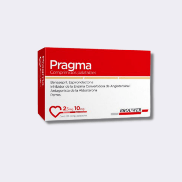 Descripción Inhibidor de la Enzima Convertidora de Angiotensina I y antagonista de la aldosterona. Para uso en perros En comprimidos palatables birranurados Fórmula Cada comprimido de 500 mg contiene: Benazepril clorhidrato …….. 2,5 mg Espironolactona …………….. 10 mg Excipientes c.s.p. ………….. 500 mg Cada comprimido de 1000 mg contiene: Benazepril clorhidrato ………. 5 mg Espironolactona ……………. 20 mg Excipientes c.s.p. ………… 1000 mg Cada comprimido de 2000 mg contiene: Benazepril clorhidrato …….. 10 mg Espironolactona ……………. 40 mg Excipientes c.s.p. ………… 2000 mg Inhibidor de la Enzima Convertidora de Angiotensina I y antagonista de la aldosterona. Para uso en perros En comprimidos palatables birranurados Indicaciones Inhibidor de la Enzima Convertidora de Angiotensina I y antagonista de la aldosterona. Se encuentra indicado en perros para el tratamiento de la insuficiencia cardiaca congestiva (ICC) causada por una insuficiencia de la válvula atrioventricular (mitral y/o tricúspide) o por una cardiomiopatía dilatada. La asociación de espironolactona y benazepril es beneficiosa puesto que ambos activos actúan a nivel del sistema renina-angiotensina-aldosterona (SRAA) pero a diferentes niveles de la cascada. El benazepril, mediante la inhibición de la Enzima Convertidora de Angiotensina produce vasodilatación y previene la liberación de aldosterona. La espironolactona, al ser un antagonista de la aldosterona, bloquea su escape y previene así la aparición de fibrosis miocárdica y de arritmias ventriculares. Presentación Para 5 kg de peso: Estuche con 20 comprimidos palatables de 500 mg. Para 10 kg de peso: Estuche con 20 comprimidos palatables de 1000 mg. Para 20 kg de peso: Estuche con 20comprimidos palatables de 2000 mg.